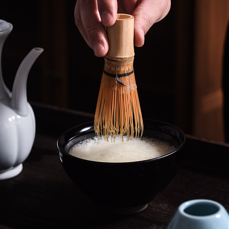Kompletný set nástrojov pre ceremóniu s čajom matcha, 12,5 cm, zajačí chlp, čierno-zlatá glazúra, štýl dynastie Song, veľká veľkosť