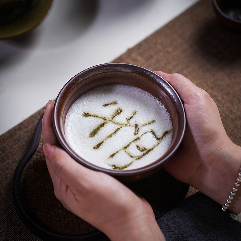 Kompletný set nástrojov pre ceremóniu s čajom matcha, 12,5 cm, zajačí chlp, čierno-zlatá glazúra, štýl dynastie Song, veľká veľkosť