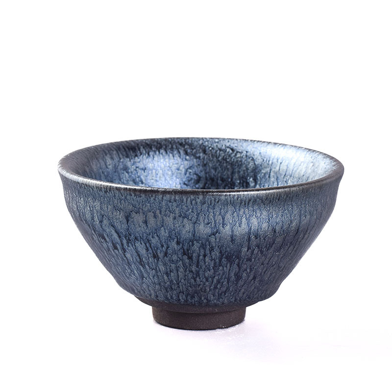 Kompletný set nástrojov pre ceremóniu s čajom matcha, 12,5 cm, zajačí chlp, čierno-zlatá glazúra, štýl dynastie Song, veľká veľkosť