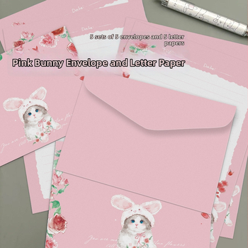 Sada papierov na listy a obálky Rose Rabbit pre ručne písané listy — umelecké písacie potreby
