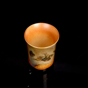 Today Fengtang keramická šálka na čaj s dreveným vypaľovaním, motív krajiny, tvar zvončeka, aromatická šálka, jediné šálka na degustáciu čaju, retro domáce potreby