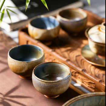 Jingdezhen ručne vyrobená keramická šálka na čaj s drevno vypálenou glazúrou, Luohan majster, Pu'er čaj