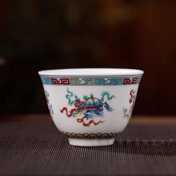 Doucai porcelánová šálka na čaj, Gongfu čajový set pre domácnosť, darček na čaj