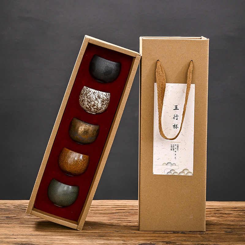 Keramický čajový set s efektom kiln-change – Gongfu teaware Jian Kiln s piatimi prvkami