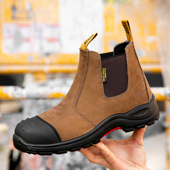Muške sigurnosne cipele Slip-On Chelsea, s čeličnim vrhom, zaštita od udara i probijanja, kravlja koža, injekcijski đon