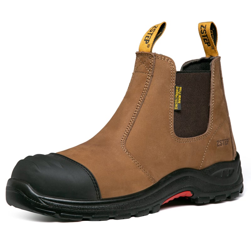 Muške sigurnosne cipele Slip-On Chelsea, s čeličnim vrhom, zaštita od udara i probijanja, kravlja koža, injekcijski đon