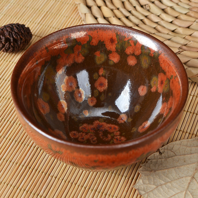 Jian Zhan keramická šálka s glazúrou Oil-Drop Phoenix, telo z železa, šálka Gongfu čaju