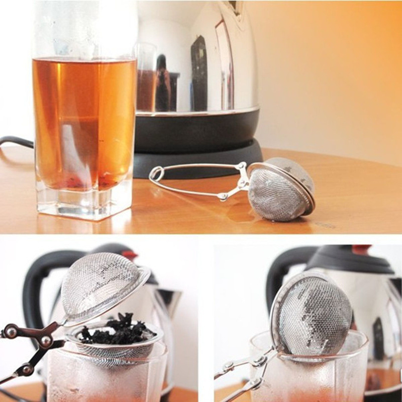 Nerezová oceľová tea ball s reťazovou rúčkou, čajový filter, priemer 4,5 cm