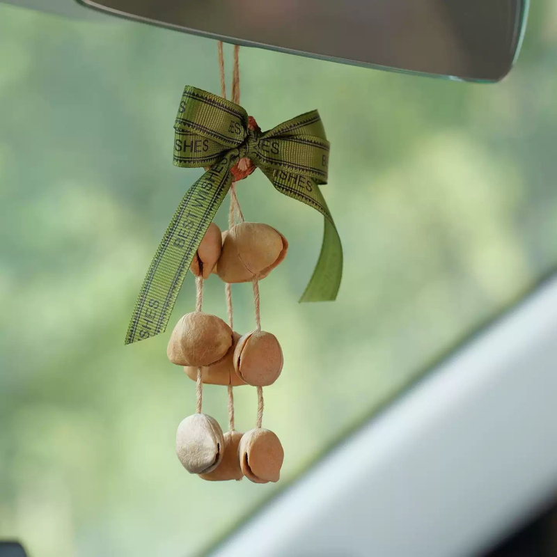 Fruit Shell Bell – novi originalni dizajn, viseća dekoracija za retrovizor auta i dom, šumski stil, glazbeni i biljni motivi