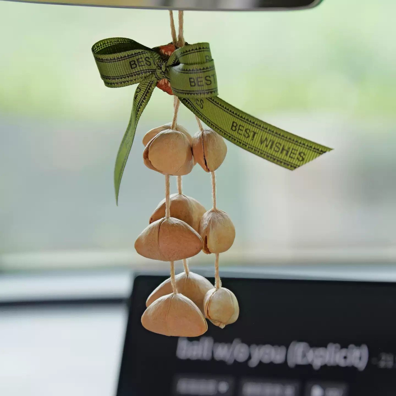 Fruit Shell Bell – novi originalni dizajn, viseća dekoracija za retrovizor auta i dom, šumski stil, glazbeni i biljni motivi