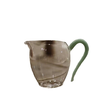 Ceșcuță de ceai cu separator, vas de ou din sticlă borosilikată transparentă, albastru jade ceresc, 240 ml