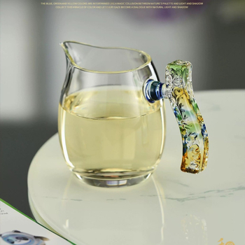Ceainic din sticlă borosilicată, lucrat manual, îngroșat, rezistent la căldură, distributor de ceai și mare de ceai