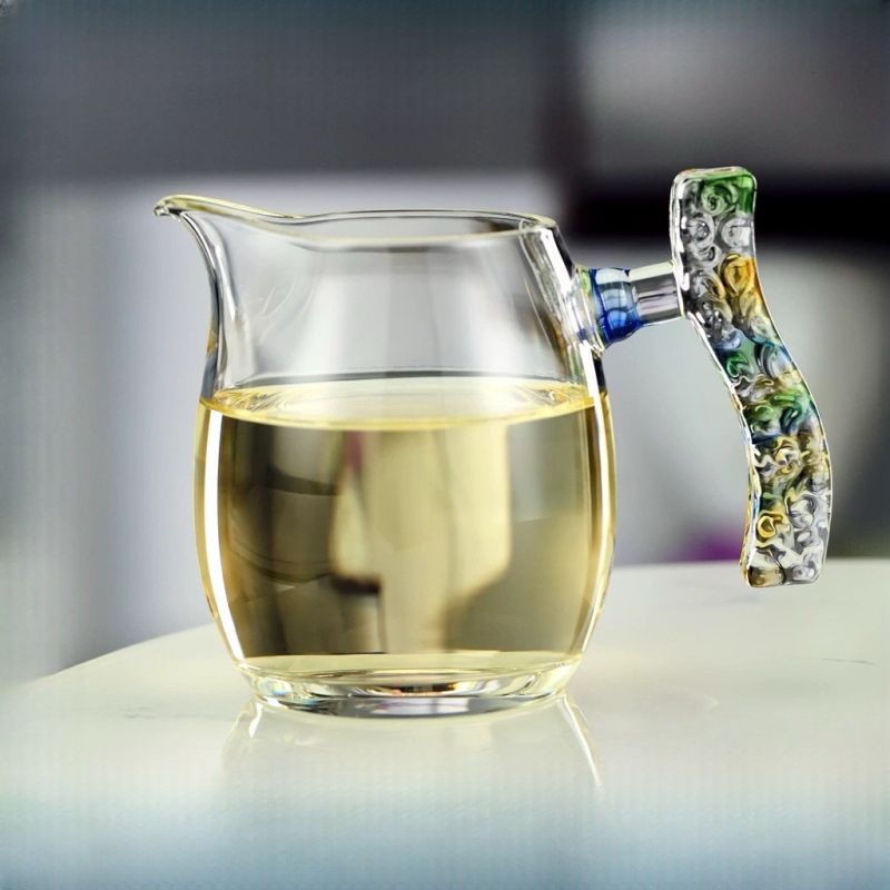 Ceainic din sticlă borosilicată, lucrat manual, îngroșat, rezistent la căldură, distributor de ceai și mare de ceai