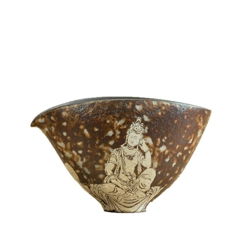 Set ceremonial de ceai din ceramică din lut gros, cu Gongdao cup placat cu argint, Pourer și tavă de ceai