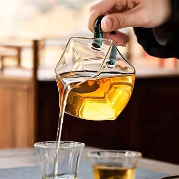 Cupa pătrată din sticlă Fairness Cup, accesorii pentru ceai în stil japonez, rezistentă la temperaturi înalte, capacitate mare, sticlă borosilikat, separare ceai-apă