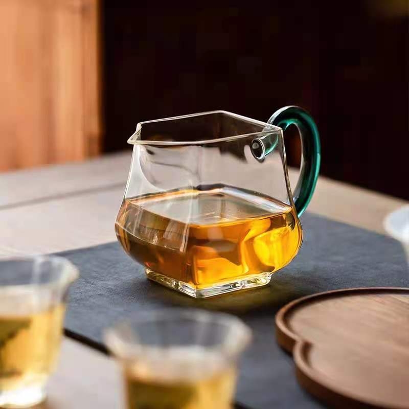 Cupa pătrată din sticlă Fairness Cup, accesorii pentru ceai în stil japonez, rezistentă la temperaturi înalte, capacitate mare, sticlă borosilikat, separare ceai-apă