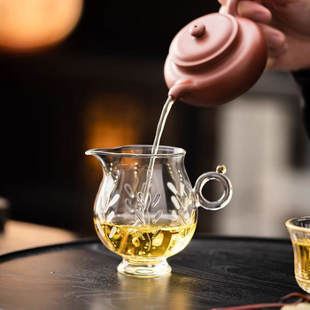 Ceainier decorativ din sticlă borosilicat rezistentă la temperaturi, pictură manuală cu glicină în relief