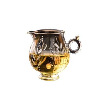 Ceainier decorativ din sticlă borosilicat rezistentă la temperaturi, pictură manuală cu glicină în relief