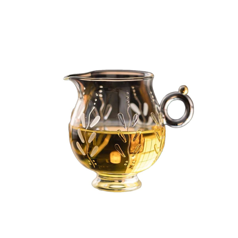 Ceainier decorativ din sticlă borosilicat rezistentă la temperaturi, pictură manuală cu glicină în relief