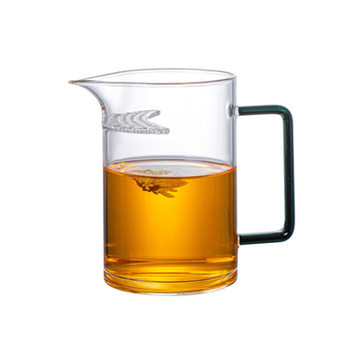 Ceșcuță de ceai în formă de semilună, personalizabilă, cu filtru integrat și separator pentru ceai, capacitate mare, sticlă borosilikată groasă, cu gură de turnare