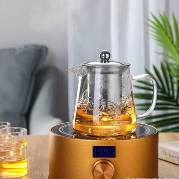 Ceainic de servire din sticlă cu filtru, model premium, distribuție uniformă a ceaiului