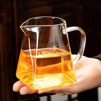 Set ceai din sticlă borosilicată, mare, pătrat, transparent, rezistent la căldură, stil japonez, cu separator de ceai