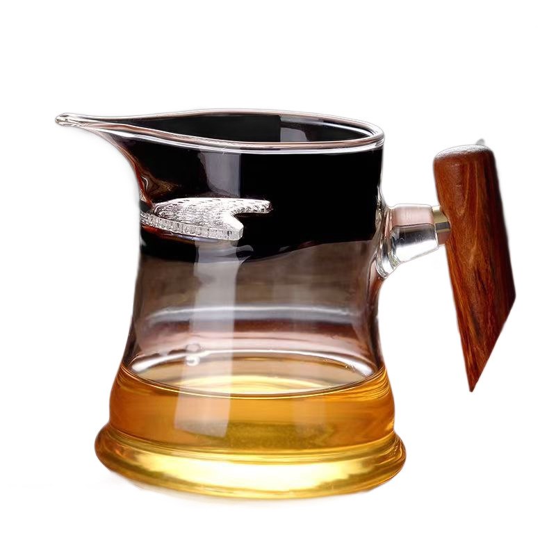 Ceașcă de ceai din sticlă borosilikat groasă, cu filtru și strecurător, rezistentă la temperatură, set Kung Fu ceai cu separator de ceai