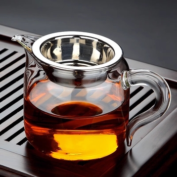 Set Gongfu de ceai din sticlă rezistentă la temperaturi, cu filtru și ceașcă integrată pentru servire – accesorii pentru ceai acasă