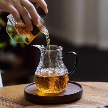 Ceainic de servire din sticlă cu model de gheață, stil japonez, gros și rezistent la temperaturi înalte, set Kung Fu de ceai cu gură lungă și separator de ceai