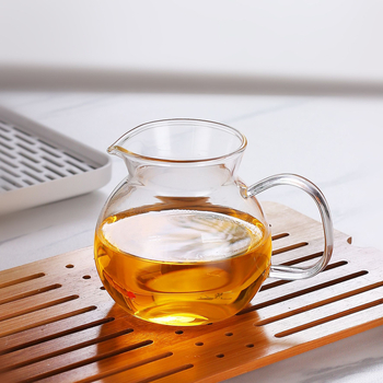 Set de ceai din sticlă borosilicat înaltă, cu Cupă de distribuție a ceaiului, Divizor de ceai, Tava mare pentru ceai și Ceașcă de ceai din sticlă