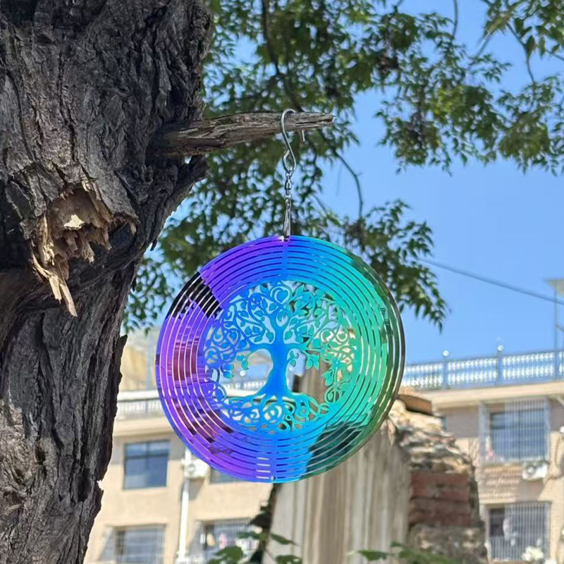 Kristalni vjetar zvon s rotirajućom mandalom, ručno izrađeni unutarnji/vanjski ukras, nordijski vrtni dekor Zen stil, 15 cm