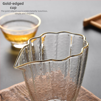 Pahar din sticlă borosilicată ciocănit, Gongfu ceai, formă Begonia, distribuitor de ceai și ceainic