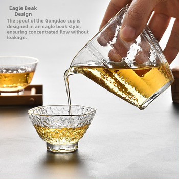 Pahar din sticlă borosilicată ciocănit, Gongfu ceai, formă Begonia, distribuitor de ceai și ceainic