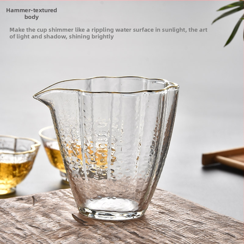 Pahar din sticlă borosilicată ciocănit, Gongfu ceai, formă Begonia, distribuitor de ceai și ceainic