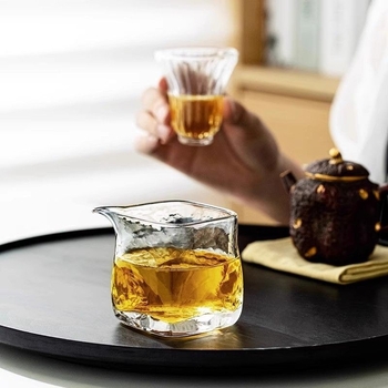 Ceainic de distribuție echitabilă din sticlă borosilicat rezistentă la căldură, pătrată, set mic de ceai pentru uz casnic cu o ceașcă