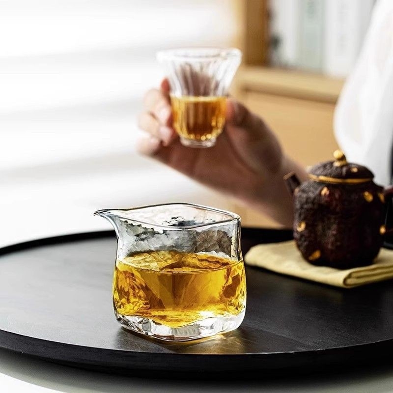 Ceainic de distribuție echitabilă din sticlă borosilicat rezistentă la căldură, pătrată, set mic de ceai pentru uz casnic cu o ceașcă