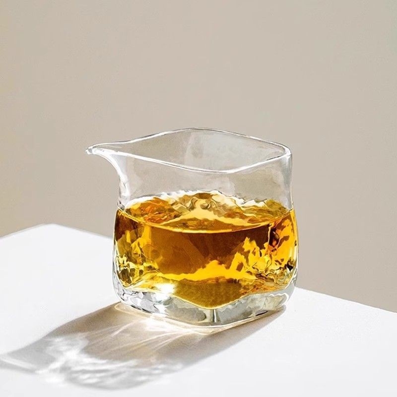 Ceainic de distribuție echitabilă din sticlă borosilicat rezistentă la căldură, pătrată, set mic de ceai pentru uz casnic cu o ceașcă