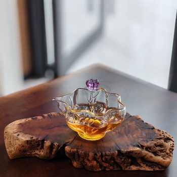 Set de ceai din sticlă borosilicat rezistentă la căldură, de înaltă calitate, pentru ceremonia de ceai acasă, design cu lotus, separator de ceai, teaware în stil chinezesc