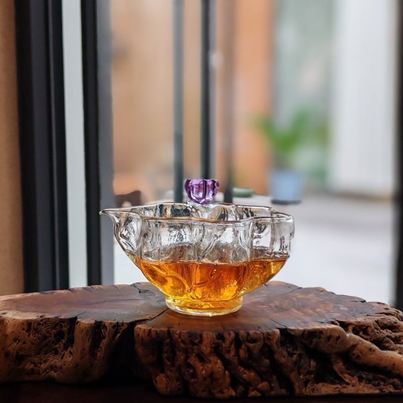 Set de ceai din sticlă borosilicat rezistentă la căldură, de înaltă calitate, pentru ceremonia de ceai acasă, design cu lotus, separator de ceai, teaware în stil chinezesc