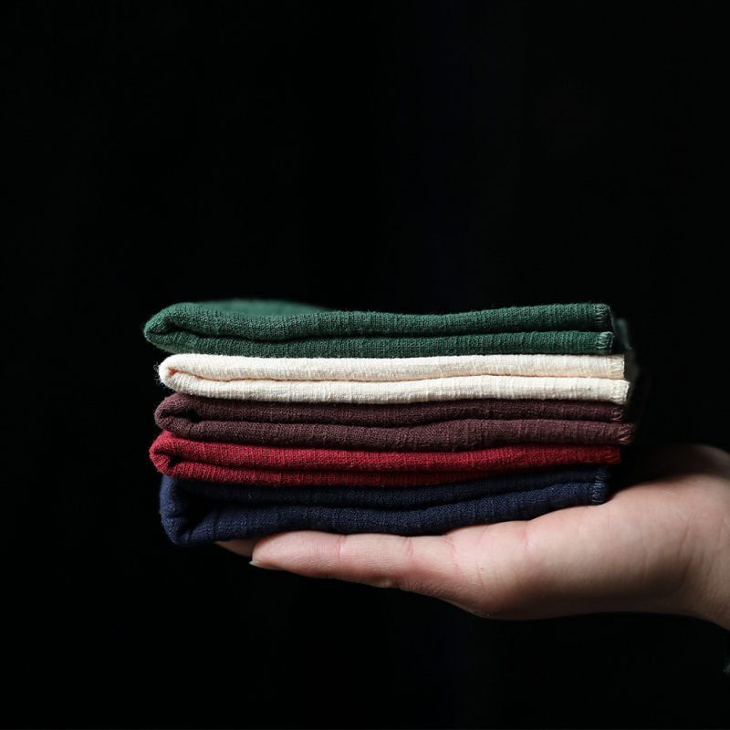 Pânză de ceai din bumbac-lin, absorbantă, cu broderie în stil chinezesc, pentru setul Gong Fu – față de masă, prosop, cârpă