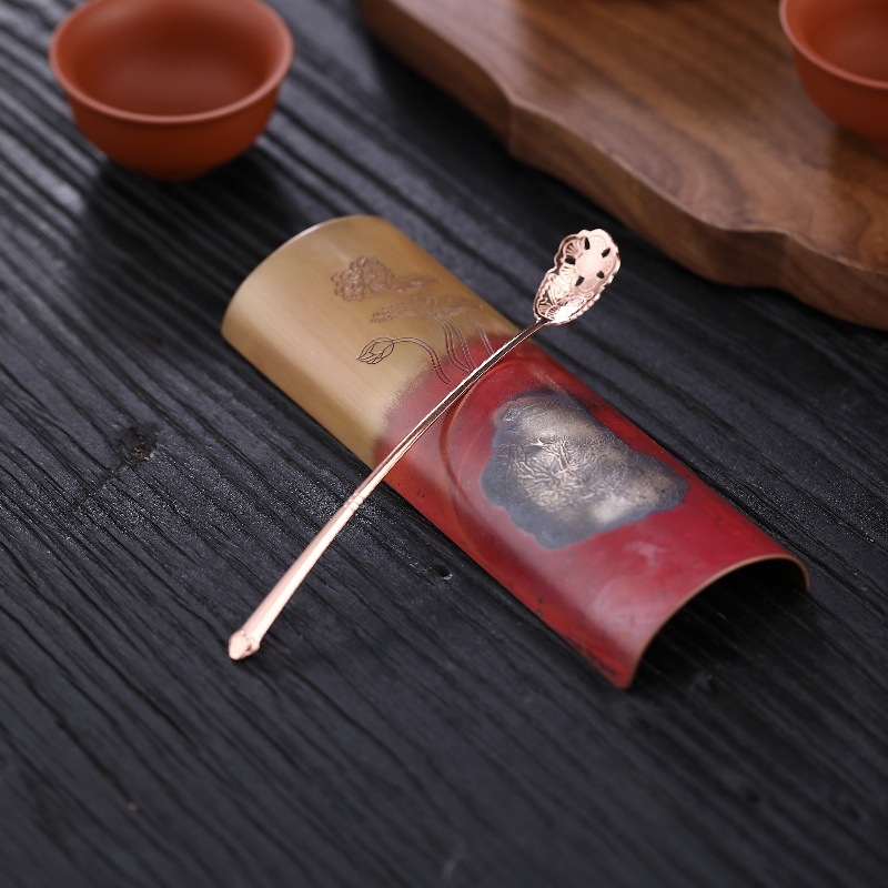 Set de lingurițe pentru ceai, lucrat manual, din cupru cu placare argintie, pentru degustarea ceaiului, accesorii Kung Fu ceai, unelte pentru ceremonia ceaiului, masă de ceai