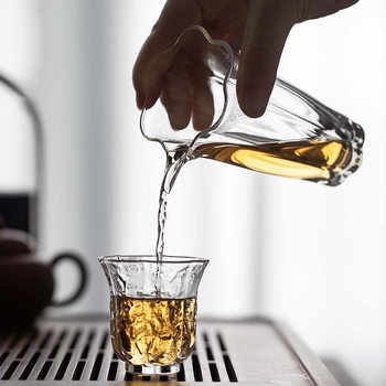 Vas de ceai din sticlă borosilicat transparent, cu filtru în formă de petală, stil japonez, rezistent la temperaturi înalte