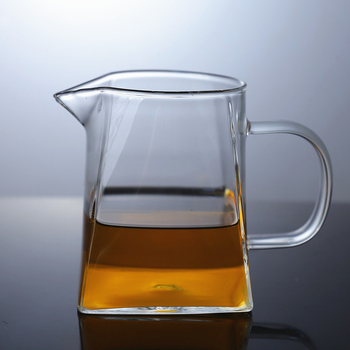 Pahar pătrat din sticlă borosilicat cu mâner, filtru pentru ceai și sită, set de ceai pătrat.