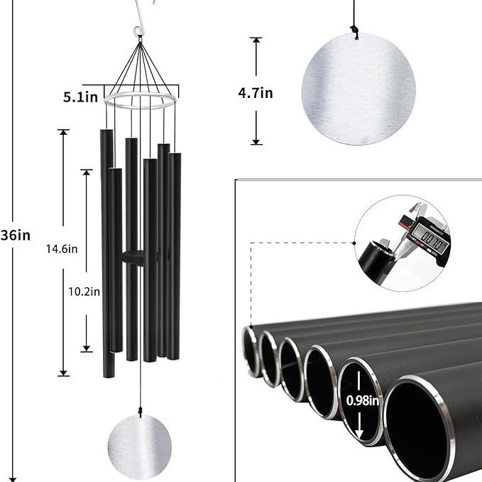32-инчова алуминиева камбанка за вятър, външна употреба, с дълбок бас и метален мемориален дизайн