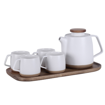 Set de ceai ceramic în stil nordic, cu ceainic cu filtru și căni de cafea, culoare solidă, design minimalist