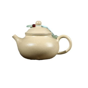 Ceainic Yixing din lut mov, lucrat manual de meșter, lut verde mineral, ceainic mic