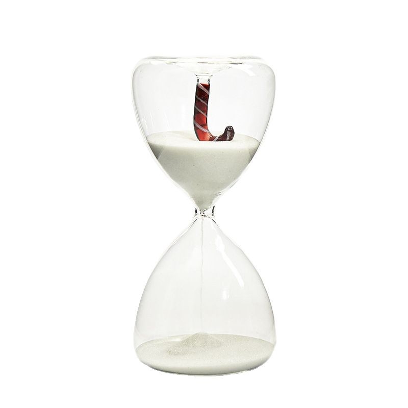 Clepsidră din sticlă, 15 minute, cu cireș roșu, pentru decor în casă