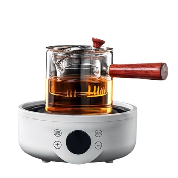 Ceainic cu mâner lateral și filtru, sticlă rezistentă la căldură – set de ceai pentru uz casnic, pe plită electrică ceramică