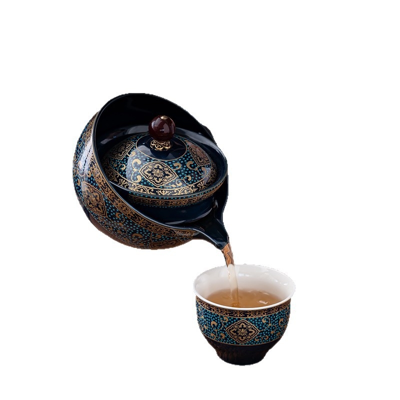 Set de ceai cu ceainic rotativ la 6 grade pentru călătorii, pentru casă și mașină, ceainic Kung Fu portabil cu ceașcă