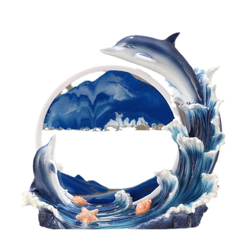 Mare ornament cu delfin și pictură cu nisip curgător – decor modern de lux pentru sufragerie